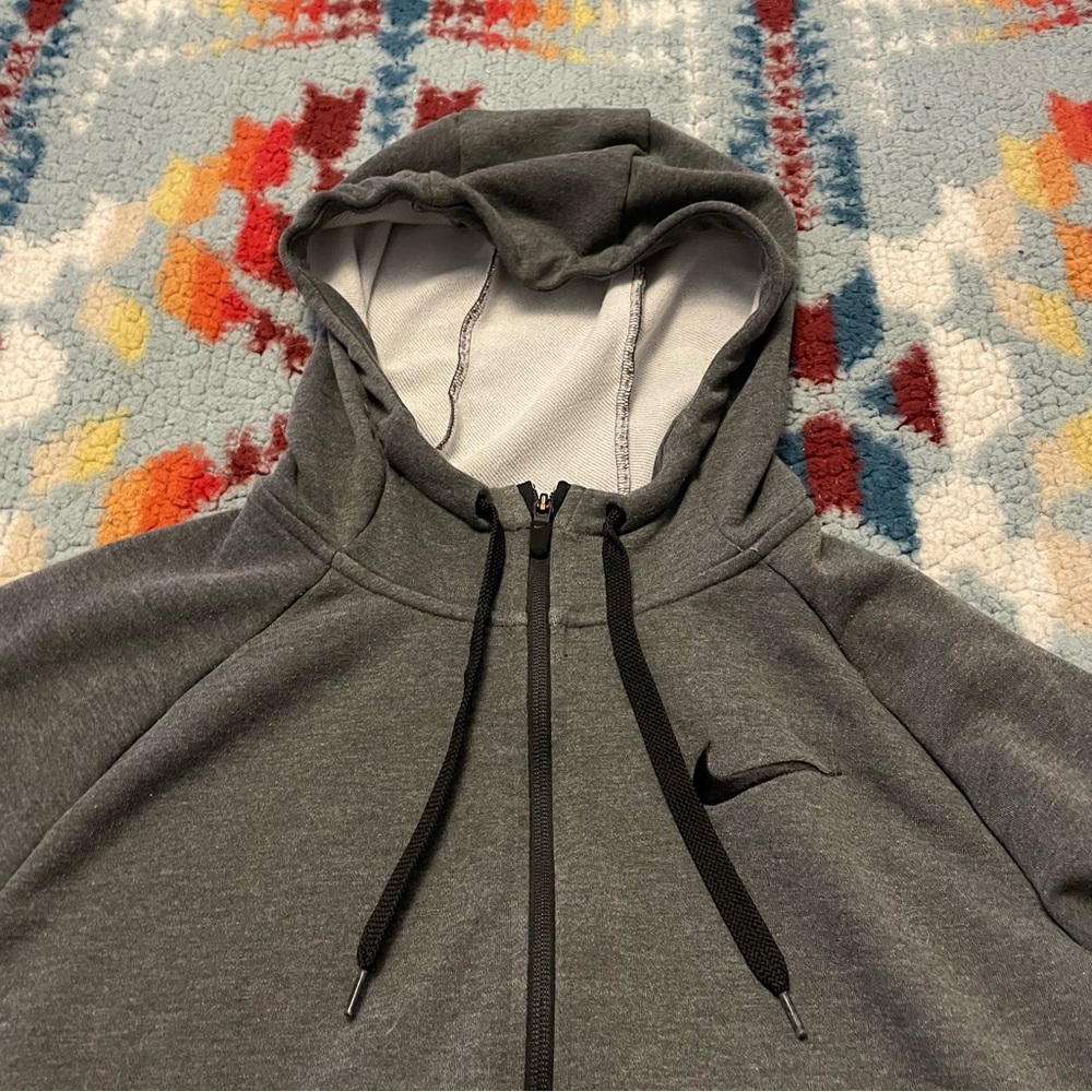 Nike Dri Fit Full Zip Hoodie Gray Men’s Size Large Athletic Drawstring Casual - Picture 8 of 14